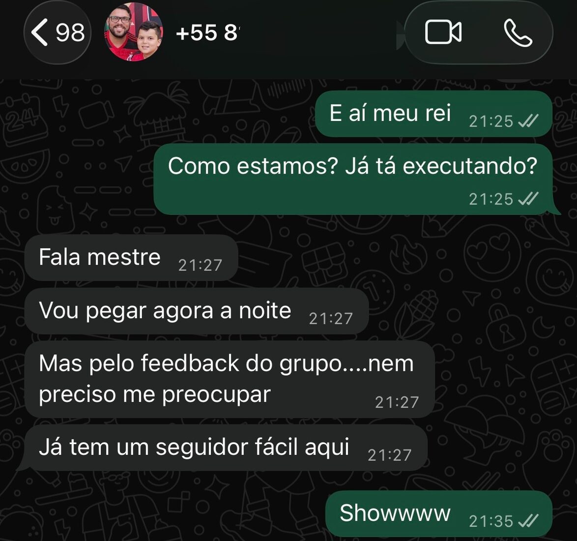 Print real enviado por aluno do curso mostrando venda fechada, site entregue ou conversa com cliente